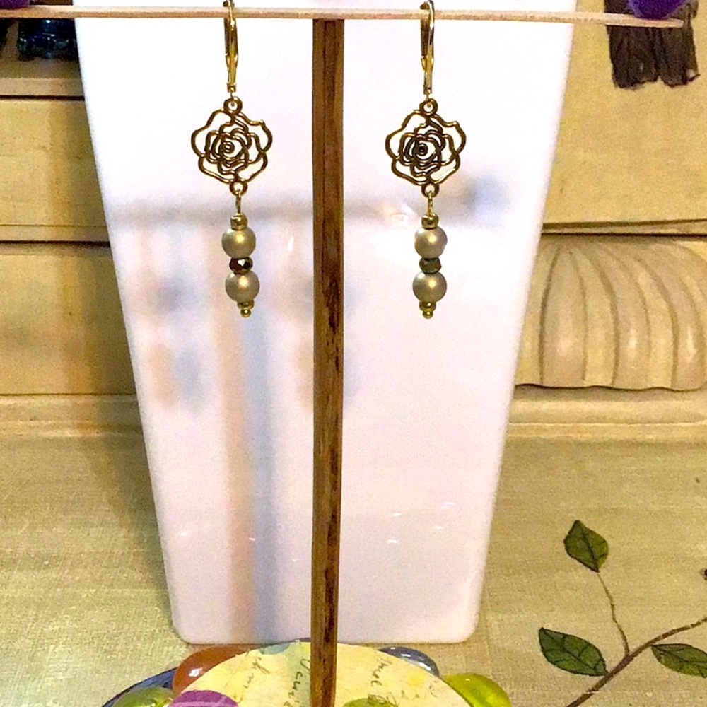 Lovely Handmade Rose Earrings